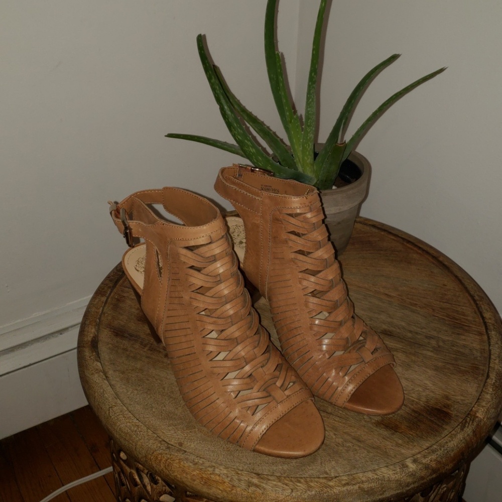 Vince Camuto Tan Leather Wedge Heels